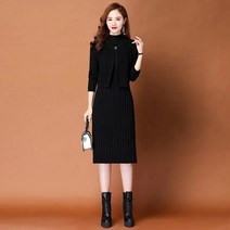 세미크롭니트 꽈배기 퍼 핫핑크 연보라 바이올렛 빈티지 니트 드레스 두 조각 세트 여성 우아한 자른 조끼 카디건 + 하프 터틀넥 슬림 겨울 바닥 스웨터 드레스