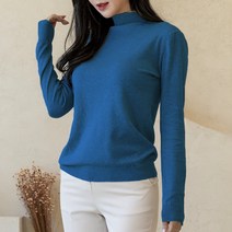 [오버나인] 여성 데일리 기본 반목 캐시미어 긴팔 니트