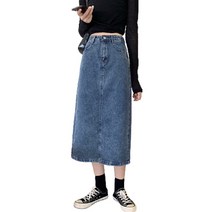 데이홀릭 뮤즈 뒷트임 롱 데님스커트