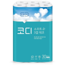 코디 물에 잘 녹는 3겹 소프트 두루마리 휴지 30m 30롤