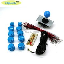 스틱PC 초 미니 PC MINIPC 안드로이드 피시 아케이드 조이스틱 DIY 키트 제로 지연 USB 인코더 Sanwa 및 Mame 용 푸시 버튼, blue