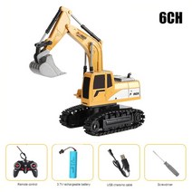 소년을위한 2.4g 원격 제어 자동차 장난감 rc 자동차 굴삭기 엔지니어링 덤프 트럭 불도저 자동차 전기 자동차 장난감 어린이 선물, 6ch 굴삭기