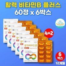 고농축 활력 비타민 b b2 b6 b9 b12 맥스 비 플러스 복합체 청소년 온가족 영양제 티아민 나이아신 판토텐산 알약 정, 6박스