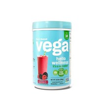 Vega 헬로 웰네스 노 브레이너 블렌더 프리 스무디 라즈베리 블랙베리 385.6g - 식물성 비건 단백질 파우더 오메가 3 DHA 항산화 비타민 C 14회 제공량, Brain Health - Raspberry Black