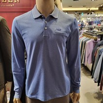 [남성/크로커다일] 강서NC 봄 투톤 피케 조직 자카드 요꼬 에리 긴팔 티셔츠 A9TP1702