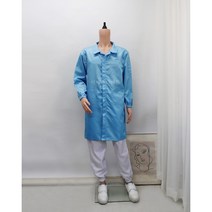 [제전가운] Y카라 스카이블루 화이트 방진복 제전복 크린룸복 무진복 정전기제거, 4XL, 1개