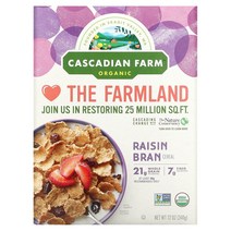 Cascadian Farm 유기농 시나몬 크런치 시리얼 260g(9.2oz), 건포도 브랜, 12 온스