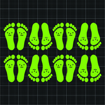 윈스턴 발바닥스티커 발자국 발모양 시트지, 02.발바닥(스마일)(ST105), 연두색, 대-8쌍1세트