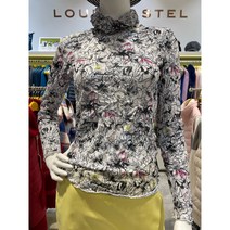 루이까스텔[NC강남] 22S/S 여성 주름가공 플로랄 프린트 냉감 귀걸이 터틀넥 티셔츠