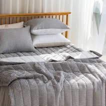데코럽 60수 아사면 체크 무늬 여름이불 시어서커 단품 세트 SS Q