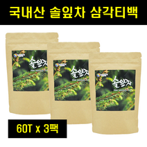 솔잎차 송엽 소나무잎 카페인없는 국산 국내산 식용 솔잎차 삼각티백 지퍼백 100% 100프로 100퍼센트 60T 3팩
