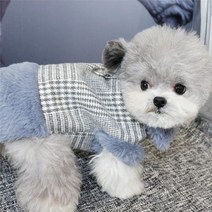 셀러허브 생활리빙 [펫 후크] 강아지옷 애견 체크무늬 퍼 무스탕자켓, M