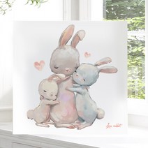 [2023년 계묘년 새해 액자]아기방 아이방 토끼 그림 액자 캔버스 인테리어, 05단란한토끼가족