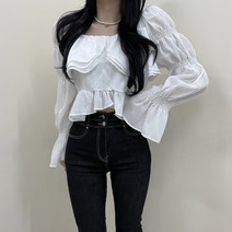 VANANA2 여성 프릴 쉬폰 스퀘어넥 러블리 블라우스 3color