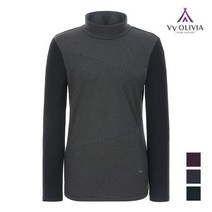 올리비아로렌 아울렛 이월 겨울 캐쥬얼 절개 스트라이프 배색 티셔츠 VVBALVW9338