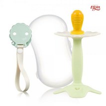 티지엠 실리콘 노리개 치발기 세트 (케이스+집게), 티지엠 노리개 치발기(케이스)+홀더(오트밀)