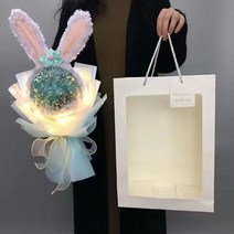열매믹스다발 열매부쉬다발 꽃장식 망고 튤립 조화 소프트 튤립 인공 꽃과 아크릴 보보 공 Gypsophil 꽃다, 08 blue rabbit