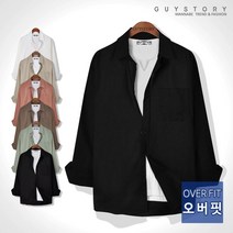 가이스토리 남성용 사계절 긴팔 셔츠 캐주얼 남방 하디 린넨