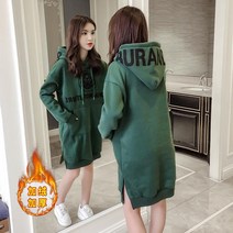 따뜻한 여성 원피스 후드 프린트