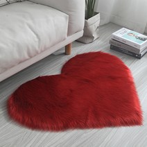 침실러그 거실러그 빈티지 원형 shaggy soft carpet love heart, 70x90cm, 레드_70x90