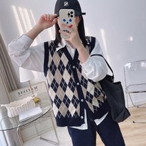 재한 빈티지 컬러 민소매 니트 가디건 [2178]