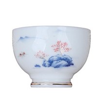 SY-8 백자 산수화 찻잔 다기잔, 1개