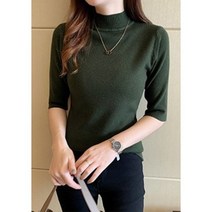 세미 터틀넥 블라우스