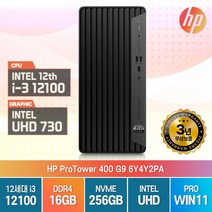 HP ProTower 400 G9 i3 데스크탑 사무용 저렴한 컴퓨터 윈도우11 PC 본체 견적, 16GB, 256GB