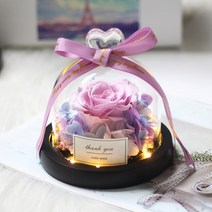 프리츠한센 이케바나 도자기 화병 항아리 독특한 유리 돔 장미와 조명 아름다운 야수 보존된 장미 발렌타인데이 선물, [13] yellow