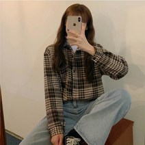 [랜덤플레이] 모직 체크 자켓 루즈 셔츠