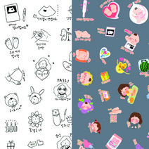 임신 주수 스티커 초음파 앨범 접착식 포토 사진 꾸미기 보관 태교 태아 일기, 투명 초음파앨범용 스티커5종(범띠)