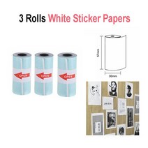 Poooli 포토 프린터용 감열지 라벨 용지 스티커 사진 컬러 3 롤, 15-White Sticker 3