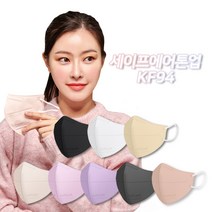 세이프에어플러스 톤업 새부리형 마스크 KF94 대형 국산 컬러 보건용, 플러스  블랙 - KF94 X 10매