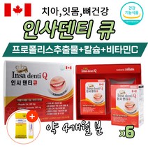 캐나다 직수입 치아 잇몸 케어 영양제 인사덴티 큐 추천 인플란트관리 도움 프로폴리스추출물 칼슘 비타민C 플라보노이드 건강기능식품 120정 식약처인증 비타민C 증정, 120정 6박스