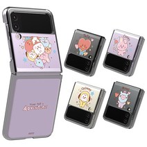 BT21 베이비 스케치 갤럭시 Z플립3 투명 슬림 휴대폰 케이스 치미 타타 슈키 쿠키 코야 알제이 망 그룹 삼성 정품 호환, 스케치 타타, 갤럭시 Z 플립3