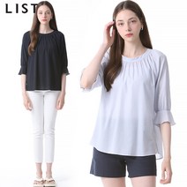 [KT알파쇼핑][리스트(LIST)] 러플 슬리브 라운드넥 블라우스 (택가격:128000원)