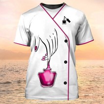 안전 노가다 직업 여성용 티셔츠 프린트 캐주얼 반팔 티 레귤러 네일 전문 유니폼 블라우스 여름 뷰티 작업, 12 B4 SKCS-2_10 5XL