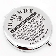 Warehouse No.9 Romantic Personalized Travel Pocket Compact Pocket Makeup Mirror Wife Gift from Husba, 1