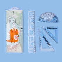 PK글로벌 투명한 자 4종세트 각도기 직각자 삼각자 아크릴 자세트, 라마