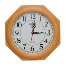 감각적인 벽시계 원목느낌 팔각 무소음 벽시계/400mm _ 2022895EA, 쿠팡 본상품선택