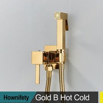 농업용굴삭기 미니굴삭기블랙 크롬 욕실 비데 수도꼭지 온/콜드 믹서 크레인 목욕 화장실 플러싱 도구, 05 Gold B