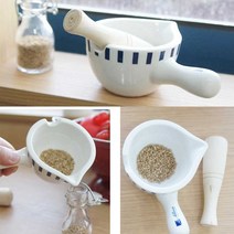 [국산] 도자기 손잡이 미니절구 마늘 깨절구 북유럽 디자인 절구공이, 단품