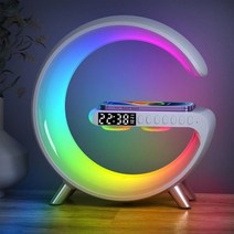 아이폰도킹스피커 도킹 블루투스 충전 스피커 LED 앱 제어 RGB 야간 조명 무드 램프 디지털 알람 시계, 03 US plug white