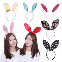 토끼 머리띠 바니 놀이동산 동물 파티 용품 토끼귀, 10-토끼머리띠스팽글리본(골드)