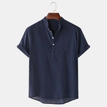 우일신 로니 린넨 헨리넥 반팔 셔츠
