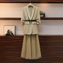 봄 가을 하객룩 빅사이즈 자켓 트윈룩 원피스