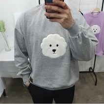 남녀공용 오버핏 커플 귀여운 비숑 특양면 맨투맨 4 Color