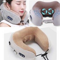 댄디플레이스 목 견인기 마사지 거북목 교정 메모리폼 목배게, 충전식목안마기브라운