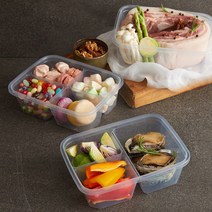 쿡앤락 피크닉1.2 칸칸밀폐용기 20세트(색상선택), 투명/1칸 10P+3칸 5P+4칸 5P