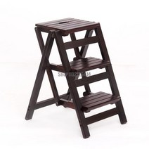 안전발판 2단 사다리 단단한 나무 다기능 계단 의자 가정용 실내 헤링본 사다리 두꺼운 접이식 층 등반, 09
